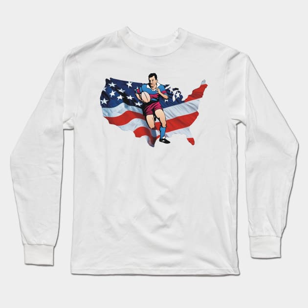 Rugby in the USA Long Sleeve T-Shirt by teepossible